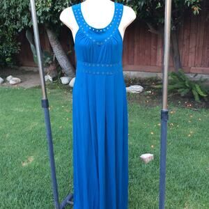 NWOT ELLA MOSS TEAL BLUE GROMMETED RAYON MAXI DRESS SUNDRESS XS